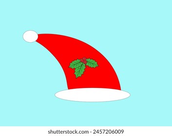 santa hat red on a blue background, 