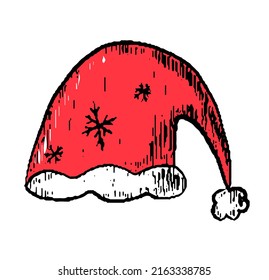Santa hat in retro sketch style