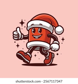 Santa Hat  Retro Vintage Mascot Character Logo