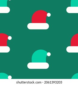 Santa hat seamless pattern, headwear, Christmas wear, red hat, Santa Claus wear, wrapping paper, gifts.