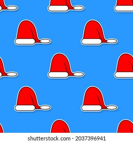 Santa hat seamless pattern. Vector illustration.
