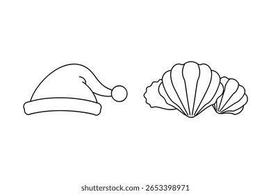 Chapéu de Santa e conchas chapéu de Natal chapéu pom chapéu