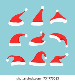 Santa hat set. Collection of Christmas and New Year hats