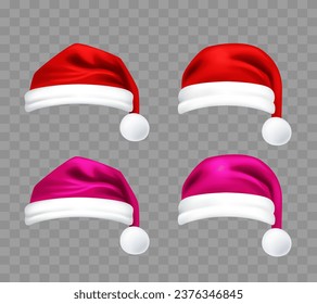 Santa hat. Set of vector elements for Christmas designs.