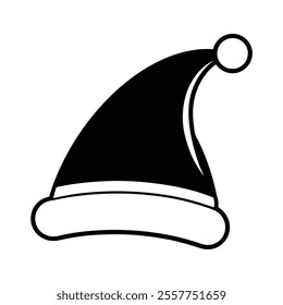 Santa Hat Silhouette - Christmas Cap Vector Illustration