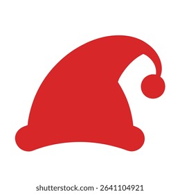 Santa Hat Silhouette Icon – Festive Christmas Vector Illustration Isolated on White Background