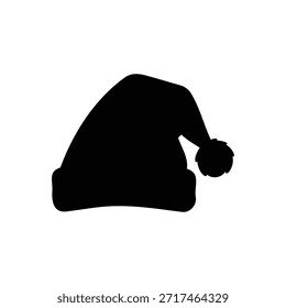 Santa hat silhouette icon vector flat design.