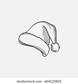 Santa hat sketch icon for web, mobile and infographics. Hand drawn vector isolated icon.