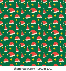 santa hat with star seamless pattern for christmas concept vector illustration background