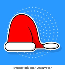 Santa hat sticker isolated object, vector illustration.