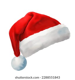 santa hat with style hand drawn digital painting illustration