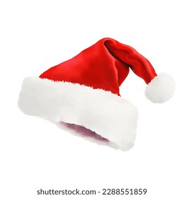 santa hat with style hand drawn digital painting illustration