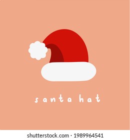 Santa Hat Symbol. Social Media Post. Christmas Vector Illustration.