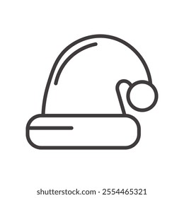Santa Hat thin liner icon vector.