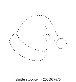 Santa Hat tracing worksheet for kids