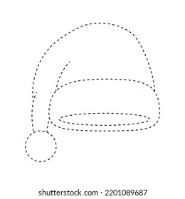 Santa Hat tracing worksheet for kids
