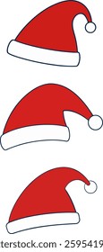 Santa hat vector art, Christmas hat vector  illustration, Hat icons, Holiday cap or hat vector icons