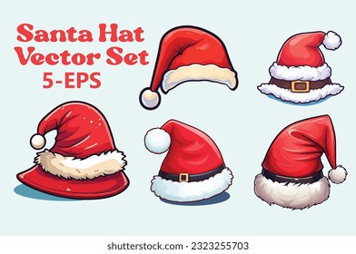 Santa Hat Vector Art, Icons, and Graphics. Christmas Hat Illustration