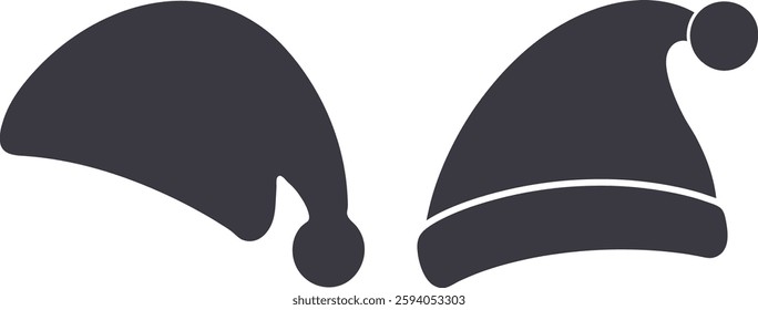 Santa hat vector black  white, Holiday hat art, Christmas hat vector art  illustration