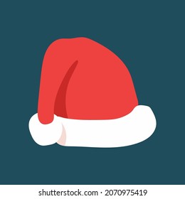 Santa hat vector cartoon illustration isolated on a blue background.