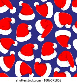 Santa hat vector cartoon seamless pattern background for wallpaper, wrapping, packing, and backdrop.