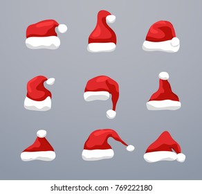 Santa hat vector christmas design. New Year santa claus hat design for holiday celebration.