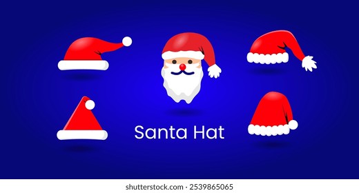 Santa Hat Vector icon with blue background