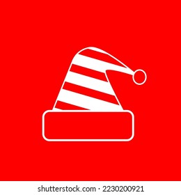 Santa hat vector icon isolated on red background, vector illustration