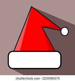 santa hat vector icon with purple background, vector illustation, shadow 