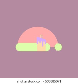 Santa hat Vector illustration Santa hat and candle
