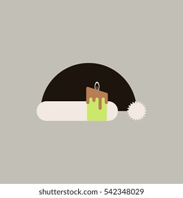 Santa hat Vector illustration Santa hat and candle