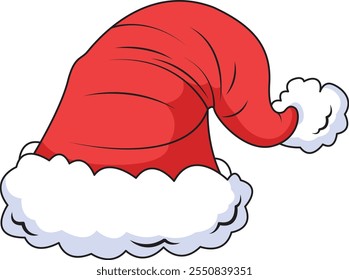 Santa hat vector illustration. Christmas Santa Claus hats. Vector hats for winter holiday decoration. 