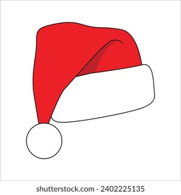 Santa hat vector illustration - doodle drawing