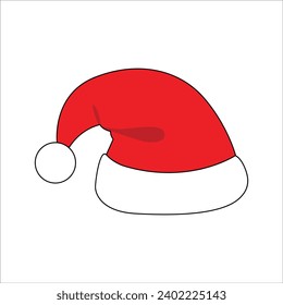 Santa hat vector illustration - doodle drawing