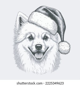 Tarjeta de felicitación de Navidad del logotipo de diseño de camiseta de la ilustración de Santa Hat