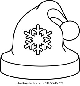 Santa hat. Vector outline illustration.