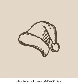 Santa hat vector sketch icon isolated on background. Hand drawn Santa hat icon. Santa hat sketch icon for infographic, website or app.