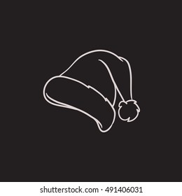 Santa hat vector sketch icon isolated on background. Hand drawn Santa hat icon. Santa hat sketch icon for infographic, website or app.