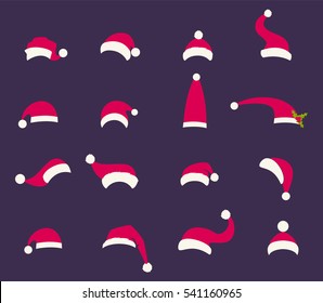 Santa hat vector symbol illustration. Holiday red hat santa claus design decoration. New Year. Merry Christmas clothes holiday vector illustration elements for design.