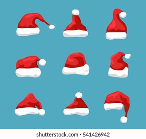 Santa hat vector symbol illustration. Holiday red hat santa claus design decoration. Winter Merry christmas and new year celebration