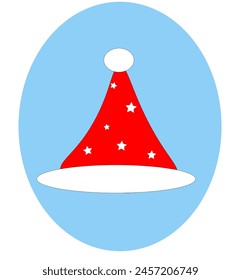 santa hat with white stars red on a blue background 