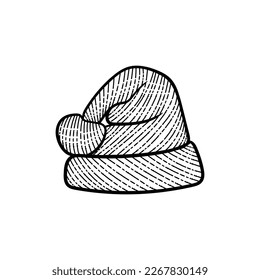 Santa hat winter snow line art illustration design