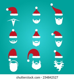 Santa Hats Beards Stock Vector (Royalty Free) 234842527 | Shutterstock