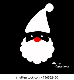 Santa hats and beards / Christmas Typographic Background / Merry Christmas.