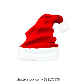 Santa hats and beards. Flat Christmas icons with long shadow. Retro design.
