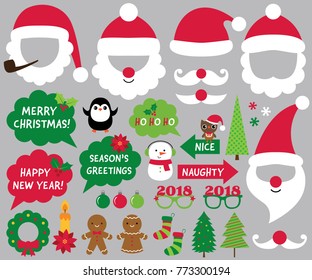 Santa hats and Christmas vector decoration