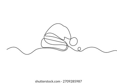 Sombreros de Papá Noel continuo de una línea de dibujo minimalista ilustración de contorno de arte festivo de ropa de cabeza de vacaciones