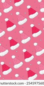 Santa Hats on Pink Background