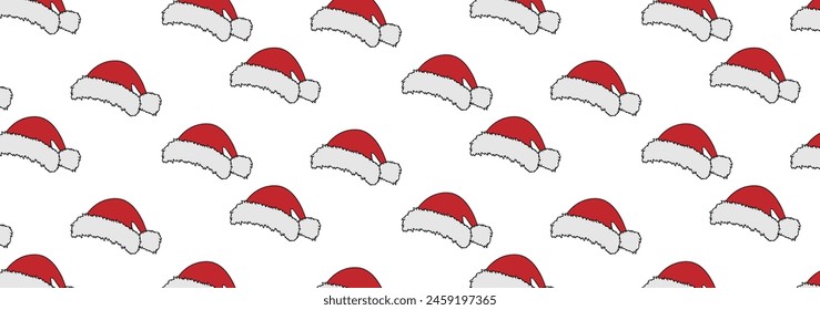 Santa hats are red print on a transparent background