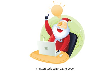 Santa have an idea in front of computer